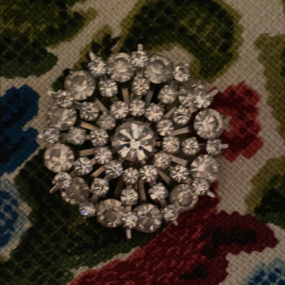 Elegant Silver Crystal Brooch